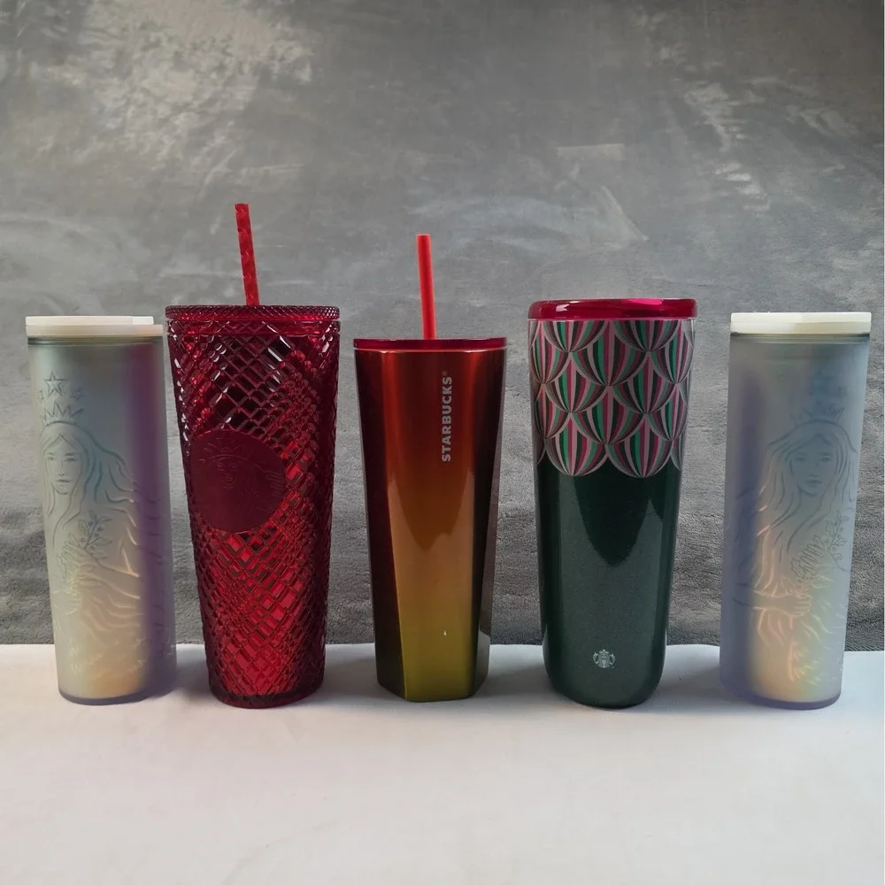 Starbucks Tumbler Lot 5 Cups 2 Vacuum 3 Straw Please See Photos